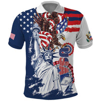 United States 4th Of July Polo Shirt USA Eagle Statue Of Librerty