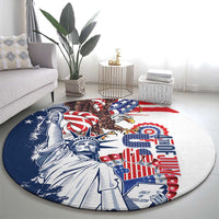 United States 4th Of July Round Carpet USA Eagle Statue Of Librerty
