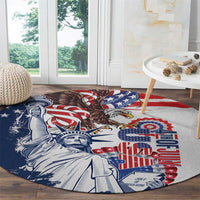 United States 4th Of July Round Carpet USA Eagle Statue Of Librerty