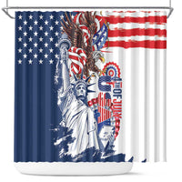 United States 4th Of July Shower Curtain USA Eagle Statue Of Librerty