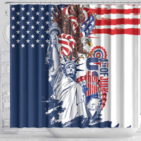 United States 4th Of July Shower Curtain USA Eagle Statue Of Librerty