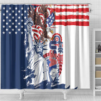 United States 4th Of July Shower Curtain USA Eagle Statue Of Librerty