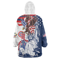 United States 4th Of July Wearable Blanket Hoodie USA Eagle Statue Of Librerty