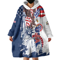 United States 4th Of July Wearable Blanket Hoodie USA Eagle Statue Of Librerty