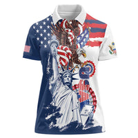 United States 4th Of July Women Polo Shirt USA Eagle Statue Of Librerty