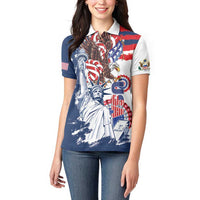 United States 4th Of July Women Polo Shirt USA Eagle Statue Of Librerty
