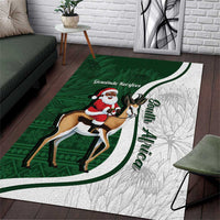 South Africa Christmas In July Area Rug Geseende Kersfees Springbok Black Santa