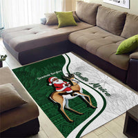 South Africa Christmas In July Area Rug Geseende Kersfees Springbok Black Santa