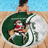 South Africa Christmas In July Beach Blanket Geseende Kersfees Springbok Black Santa