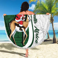 South Africa Christmas In July Beach Blanket Geseende Kersfees Springbok Black Santa