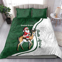 South Africa Christmas In July Bedding Set Geseende Kersfees Springbok Black Santa