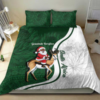 South Africa Christmas In July Bedding Set Geseende Kersfees Springbok Black Santa