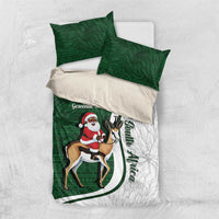 South Africa Christmas In July Bedding Set Geseende Kersfees Springbok Black Santa