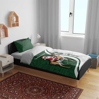 South Africa Christmas In July Bedding Set Geseende Kersfees Springbok Black Santa