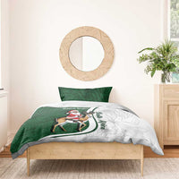 South Africa Christmas In July Bedding Set Geseende Kersfees Springbok Black Santa