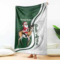 South Africa Christmas In July Blanket Geseende Kersfees Springbok Black Santa