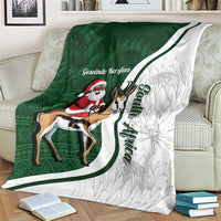 South Africa Christmas In July Blanket Geseende Kersfees Springbok Black Santa