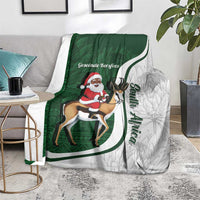 South Africa Christmas In July Blanket Geseende Kersfees Springbok Black Santa