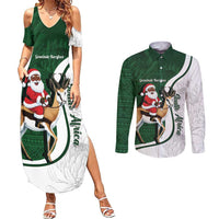 South Africa Christmas In July Couples Matching Summer Maxi Dress and Long Sleeve Button Shirt Geseende Kersfees Springbok Black Santa