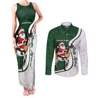 South Africa Christmas In July Couples Matching Tank Maxi Dress and Long Sleeve Button Shirt Geseende Kersfees Springbok Black Santa