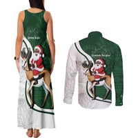 South Africa Christmas In July Couples Matching Tank Maxi Dress and Long Sleeve Button Shirt Geseende Kersfees Springbok Black Santa