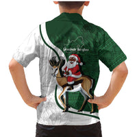 South Africa Christmas In July Family Matching Mermaid Dress and Hawaiian Shirt Geseende Kersfees Springbok Black Santa