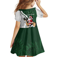 South Africa Christmas In July Family Matching Off Shoulder Maxi Dress and Hawaiian Shirt Geseende Kersfees Springbok Black Santa