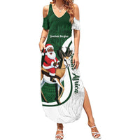 South Africa Christmas In July Family Matching Summer Maxi Dress and Hawaiian Shirt Geseende Kersfees Springbok Black Santa