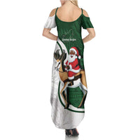 South Africa Christmas In July Family Matching Summer Maxi Dress and Hawaiian Shirt Geseende Kersfees Springbok Black Santa