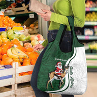 South Africa Christmas In July Grocery Bag Geseende Kersfees Springbok Black Santa