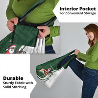 South Africa Christmas In July Grocery Bag Geseende Kersfees Springbok Black Santa