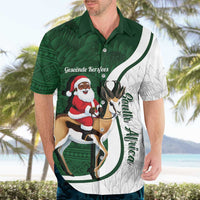 South Africa Christmas In July Hawaiian Shirt Geseende Kersfees Springbok Black Santa