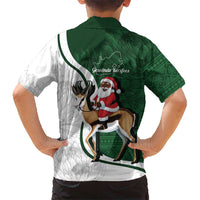 South Africa Christmas In July Hawaiian Shirt Geseende Kersfees Springbok Black Santa