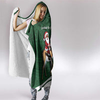 South Africa Christmas In July Hooded Blanket Geseende Kersfees Springbok Black Santa
