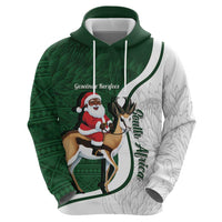 South Africa Christmas In July Hoodie Geseende Kersfees Springbok Black Santa