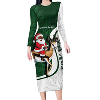 South Africa Christmas In July Long Sleeve Bodycon Dress Geseende Kersfees Springbok Black Santa