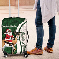 South Africa Christmas In July Luggage Cover Geseende Kersfees Springbok Black Santa