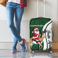 South Africa Christmas In July Luggage Cover Geseende Kersfees Springbok Black Santa