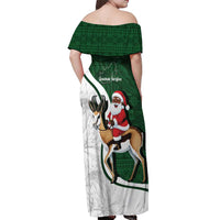 South Africa Christmas In July Off Shoulder Maxi Dress Geseende Kersfees Springbok Black Santa