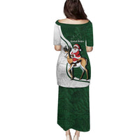 South Africa Christmas In July Puletasi Geseende Kersfees Springbok Black Santa