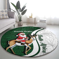 South Africa Christmas In July Round Carpet Geseende Kersfees Springbok Black Santa