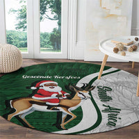 South Africa Christmas In July Round Carpet Geseende Kersfees Springbok Black Santa