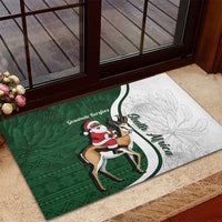 South Africa Christmas In July Rubber Doormat Geseende Kersfees Springbok Black Santa