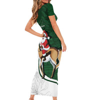 South Africa Christmas In July Short Sleeve Bodycon Dress Geseende Kersfees Springbok Black Santa