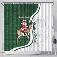 South Africa Christmas In July Shower Curtain Geseende Kersfees Springbok Black Santa