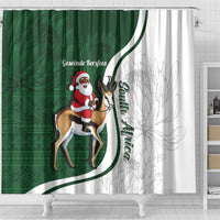 South Africa Christmas In July Shower Curtain Geseende Kersfees Springbok Black Santa