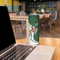 South Africa Christmas In July Skinny Tumbler Geseende Kersfees Springbok Black Santa