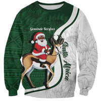 South Africa Christmas In July Sweatshirt Geseende Kersfees Springbok Black Santa