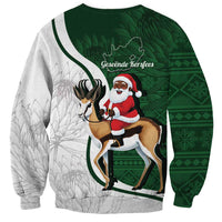 South Africa Christmas In July Sweatshirt Geseende Kersfees Springbok Black Santa