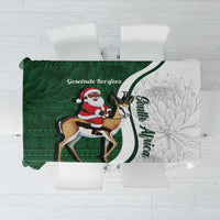 South Africa Christmas In July Tablecloth Geseende Kersfees Springbok Black Santa